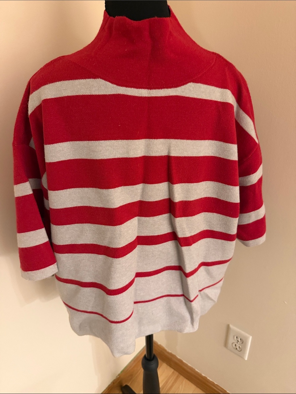 Maeve Red and White Striped Knit Tee